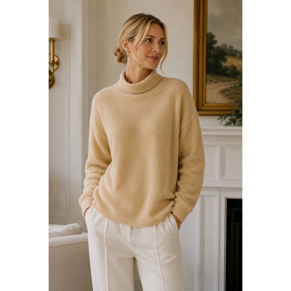 Kinross Cashmere Sweater Butter Yellow Camel Crewneck Cozy‎ Comfort Quiet Luxury